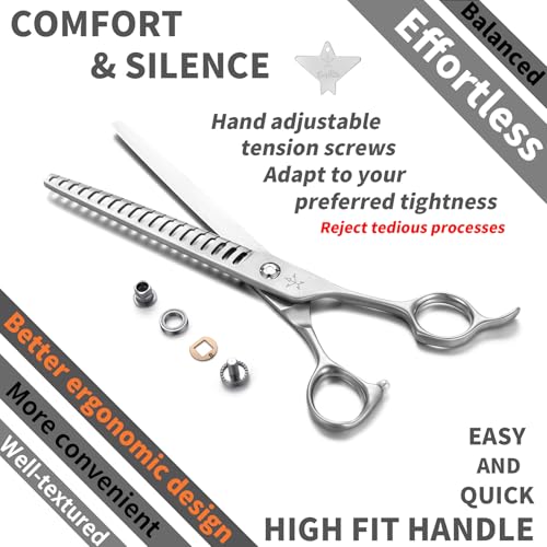 High-end Professional Dog Grooming Thinning Scissors Teeth Cutting Blending Shears Pet Texturizing Shears 7.5 Inch Extremely Very Sharp Stainless Steel Alloy For Cat Other Animals Groomer - style: 7.5inch Big Teeth Thinning