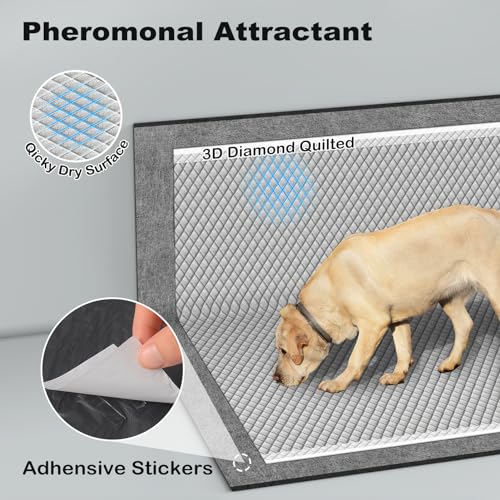 MIZOK Pee Pads for Dogs 36x36in 100 Count, Charcoal Dog Pads Super Absorbent Odor Eliminating Leak-Proof, XXL Dog Pee Pads with Activated Carbon for Large Breeds, Disposable - size: Jumbo 36"x36" 100 Count