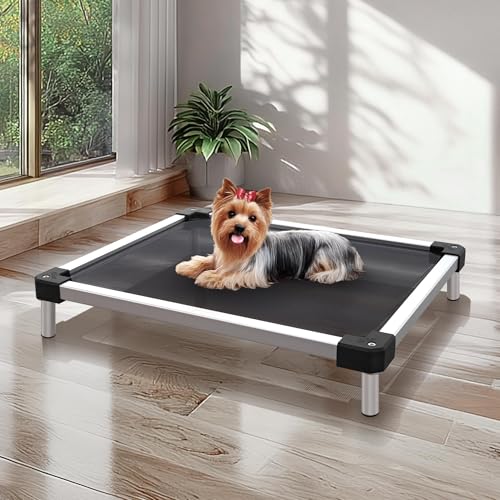 FXW TitanNest Chew-Proof Elevated Dog Bed, Raised Cot for Indoor/Outdoor/Camping Use, Durable & Waterproof Cooling Pet Bed for Toy Dogs, 23.0" L x 17.0" W x 4.1" H, Black - size: XXS-Toy Dog (23.0"L x 17.0"W x 4.1"H)
