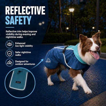 Dog Raincoat Waterproof Reflective, Lightweight Dog Rain Jacket with Hood, Adjustable Pet Rain Coat for Small Medium Large Dogs, Windproof & Packable with Storage Bag (Small) - size: Small up to 16'' back length