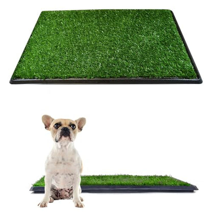 Downtown Pet Supply Dog Grass Pad with Tray, 16 x 20 - Outdoor and Indoor Potty System for Dogs with Replaceable Synthetic Grass Pee Turf - Portable and Waterproof Turf Dog Potty - size: 16" x 20"