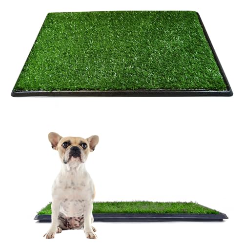 Downtown Pet Supply Dog Grass Pad with Tray, 16 x 20 - Outdoor and Indoor Potty System for Dogs with Replaceable Synthetic Grass Pee Turf - Portable and Waterproof Turf Dog Potty - size: 16" x 20"