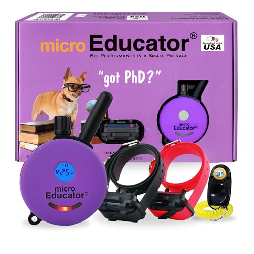 Educator ME- 302 Micro E Collar for Dog Training with Remote - 1/3 Mile Range, Waterproof, 100 Blunt Stimulation Levels, Tone or Vibration Mode, Night Light for Small, Medium & Large Dogs (2 Dogs) - size: 2 Dog - ME-302