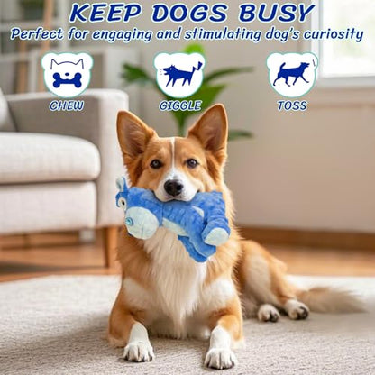 Squeaky Stuffed Dog Toys，Plush Hippo Shape Dog Toy， Indoor&Outdoor Playing Dog Toys to Keep Them Busy, Chew Toys for Large Medium Small Puppies - color: Blue