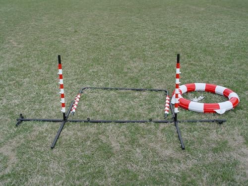 Agility Tire Jump - Double Walled Inflatale Tires with a Metal Frame Setup for Competition and Training - color: Blue-Yellow