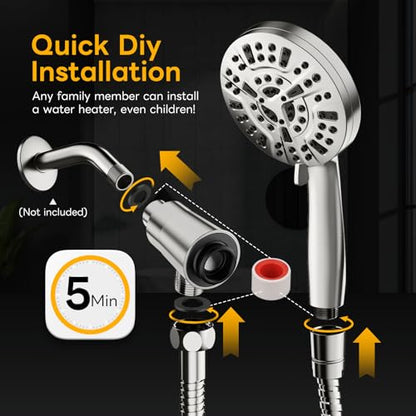 Magnetic Handheld Shower Brushed Nickel,High-Pressure 10-Mode Shower Head with Magnetic Guidance Docking System,Stainless Steel Hose - color: Brushed Nickel