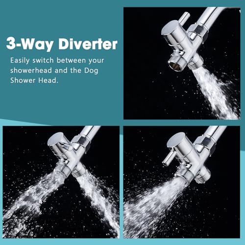 Dog 8.2ft Pup Shampoo Dispenser Jet Attachment to Shower Head Washing, 8-Setting High Pressure Pet Wash Cleaning Sprayer Bath for Bathtub Station, Adhesive Shower Holder, Indoor