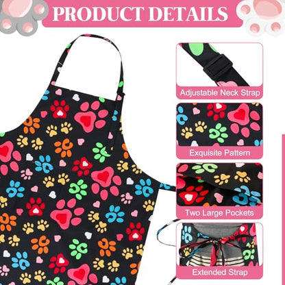Dog Grooming Waterproof Apron with 2 Pockets, Cute Animals Puppy Dog Pets Apron - style: Heart Dog Paw