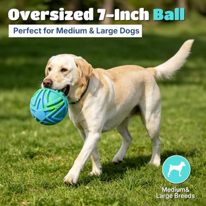 Dog Balls for Large Dogs, 7 Inch Large Dog Ball, Bouncy Floating Fetch Toy, Interactive Rubber Ball, Durable TPR Foam Outdoor & Water Toy for Medium & Large Breeds (Blue & Green Swirl) - color: Blue & Green Swirl