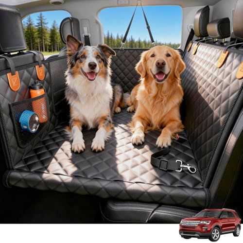 Wigoo Dog Car Seat Cover for Back Seat, 450lb Hardbottom Dog Hammock,Waterproof & Anti-Scratch Backseat Protector for 1-4 Large/Medium Dogs, Seat Extender for SUV Medium Truck, Size-L, Black+Orange - color: Black+Orange, size: L - SUVS,Medium Trucks
