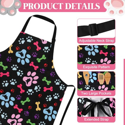 Dog Grooming Waterproof Apron with 2 Pockets, Cute Animals Puppy Dog Pets Apron - style: Dog Paw Silhouette