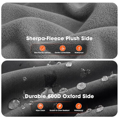 Waterproof Dog Bed for Crate, Chew Proof Orthopedic Crate Pad, Reversible Heavy Duty Oxford & Sherpa Egg Crate Foam Pet Mat for Indoor/Outdoor - size: Large (36*27*3)