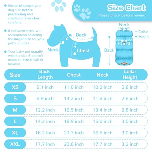 ABRRLO Winter Warm Dog Jacket for Small Medium Dogs Cat Cold Weather Coats with Harness Paded Dogs Fleece Vest Waterproof Windproof Dog Snow Jacket Pet Puppy Clothes (Blue,M) - color: Blue, size: Medium