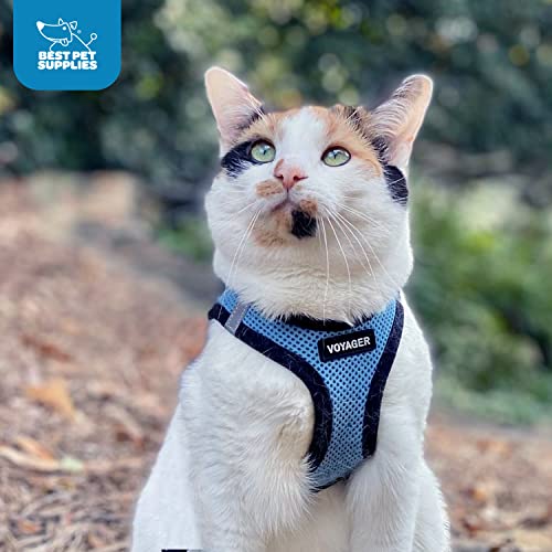 Best Pet Supplies - All Weather Mesh / Plush, Reflective, No Pull Harness for Small, Medium Dogs, Cats - Secure with Hook & Loop Fastener, Buckle, Double D-Rings - Baby Blue/Black Trim, M - color: Harness (Baby Blue/Black Trim), size: M (Chest: 16 - 18")