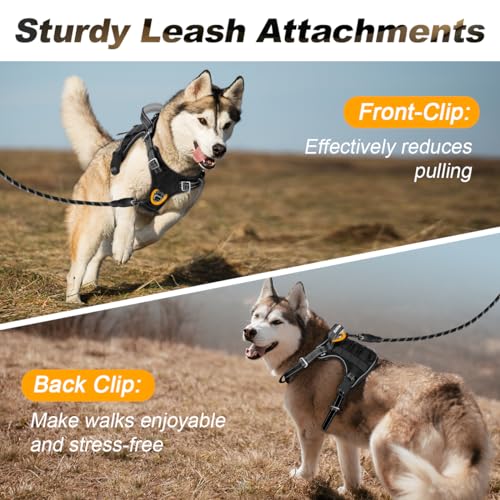 BARKBAY Service Dog Vest Tactical Dog Harness Medium Large Sized Dog No Pull Adjustable Dog Harness Reflective K9 Working Training Easy Control Military Molle System(Black,L) - color: Black, size: Large