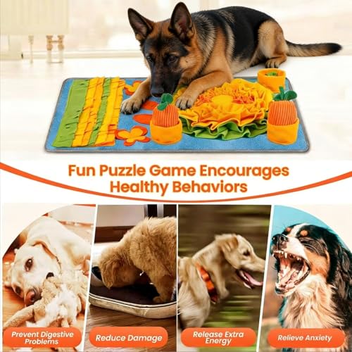 Snuffle Mat for Dogs Large Breed,32''x 20'' Interactive Puzzle Sniff Mat Dog Food Mat,Easy to Clean,Durable Slow Feeder Interactive Dog Feeder Puzzle Toy for Training and Stress Relief - color: blue