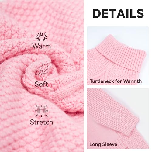 cyeollo Small Dog Sweater with Long Sleeves, Warm Turtleneck Knitwear Dog Clothes Girl Puppy Sweaters for Small Dogs Cats Apparel, Pink, S - color: Pink, size: Small