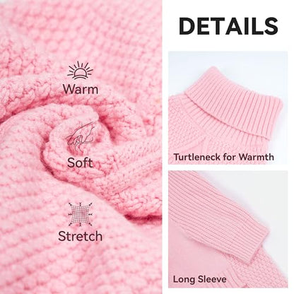 cyeollo Small Dog Sweater with Long Sleeves, Warm Turtleneck Knitwear Dog Clothes Girl Puppy Sweaters for Small Dogs Cats Apparel, Pink, S - color: Pink, size: Small