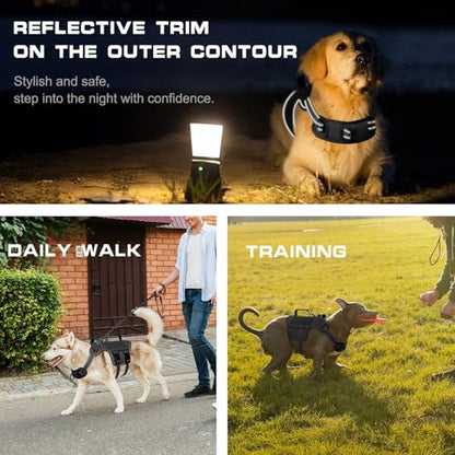 Dog Harness for Large Dogs Heavy Duty, No Pull Tactical Dog Harness with Molle System, Easy On and Off Service Dog Vest, Breathable Padded, Adjustable Reflective Pet Vest for Walking Hiking Training