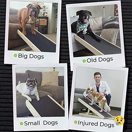 AlphaPaw - Original Natural Wood PawRamp for Small & Large Dogs - No Assembly Required - Adjustable Height Pet Ramp for Bed, Couch, Stairs (Dark Brown) - color: Darkbrown