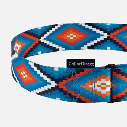 CollarDirect Martingale Dog Collar Heavy Duty Nylon Slip Collars for Small Medium Large Dogs [Nylon, Patterned, Blue Geometric, L, 15"-20"] - color: Blue Geometric, size: Large (Neck Size 15"-20")