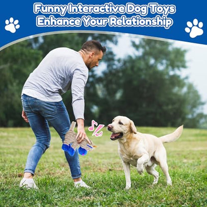 loncoldy Squeaky Dog Toys, Plush Chew Toys for Dogs, Crinkle Interactive Squeaky Stuffed Dog Toy for Small Medium Large Breeds, Dog Toy to Keep Them Busy, Pet Toys for Dogs - color: gray & blue