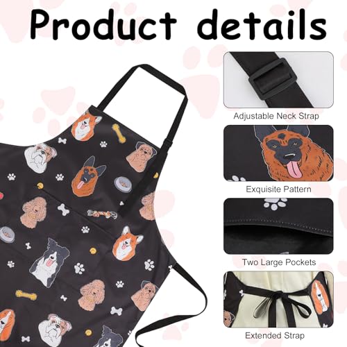 Dog Grooming Waterproof Apron with 2 Pockets, Cute Animals Puppy Dog Pets Apron - style: Various Pet Dogs