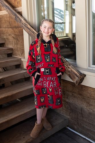 LazyOne Oversized Kid Blanket Hoodie, Oversized Hoodies for Girls and Boys, Wearable Blankets - color: Don't Wake the Bear Kid Blanket Hoodie