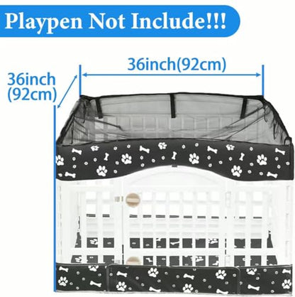 Dog Playpen Bottom Pad and Mesh Top Cover fit 36" x 36“ Puppy Playpen(FENCE NOT INCLUDED),Reusable for Pet Training,Dog Crate,Waterproof Pet Pee Pads,Whelping,Puppies/Small Dogs,Hoop&Loop Design,Black - color: 36"-BOTTOM and COVER-BLACK