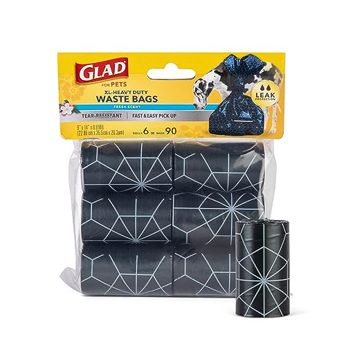 Glad for Pets Extra Large Scented Dog Poop Bags, Heavy Duty Tear-Resistant Pet Waste Pickup Bags with Fresh Scent, Easy-Tie Handles for Walking, Camping, Travel, 90 Count - size: 1 Count (Pack of 1)