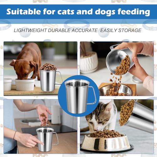 2 Cup Dog Food Scoop,Stainless Steel Measuring Cup,Pet Food Measuring Scoop for Dogs, Cats, Birds and Small Pets,Kitchen use-Ideal for Dry Food & Treats (2 CUP) - size: 2 CUP