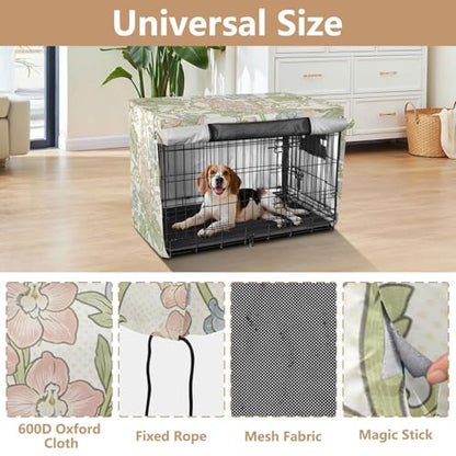 Pink Blue Floral William Morris Pattern Dog Crates Covers Puppy Kennel Cover Dog Crate Curtains - size: Small