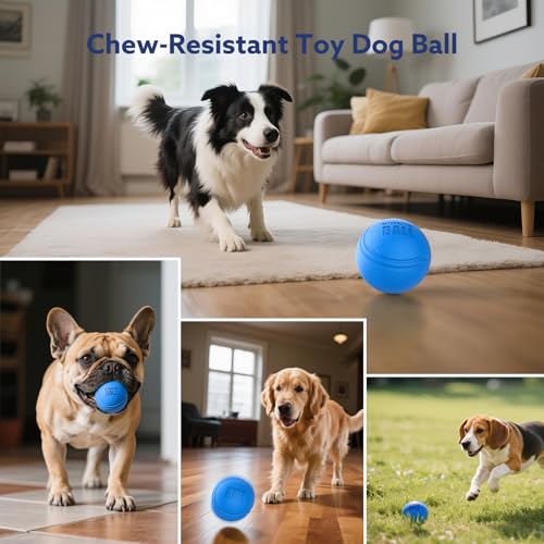 AIPERRO Interactive Dog Toys Ball, Smart Action Activated Rechargeable Pet Toy, TPU Material, IPX7 Waterproof Rating, Automatic Rotating/Bouncing/Moving, Suitable for Small/Medium Dogs-Blue - color: Blue