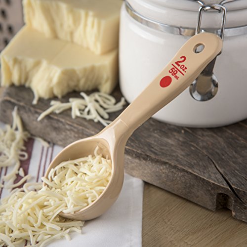 Carlisle FoodService Products Measure Miser Plastic Measuring Spoon with Short Handle, 2 Ounces, Beige, 1 Count (Pack of 1) - size: 2 Ounces Short Handle
