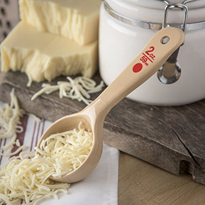 Carlisle FoodService Products Measure Miser Plastic Measuring Spoon with Short Handle, 2 Ounces, Beige, 1 Count (Pack of 1) - size: 2 Ounces Short Handle