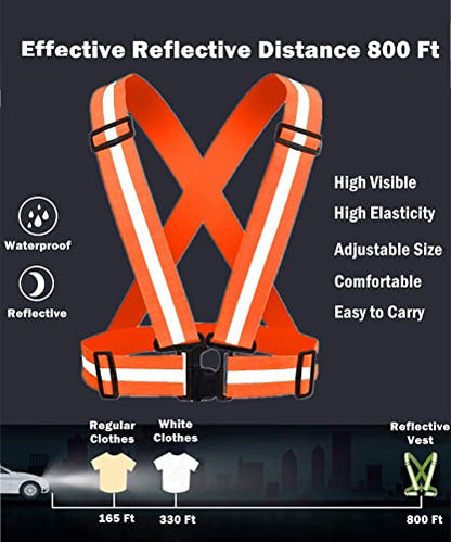 Reflective Vest, High Visibility Safety Vest Straps Reflective Gear for Night Running Walking Cycling for Men Women Kids - color: 2 Orange