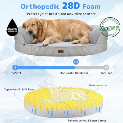 iweepet Cooling Orthopedic Dog Beds for Small & Medium Dogs, Q-MAX >0.5 Waterproof Dog Sofa Bed with Supportive 28D Egg-Crate Foam, Removable Washable Cover for Senior, Arthritis Dog - size: M:36.0"Lx27.5"Wx7.1"H
