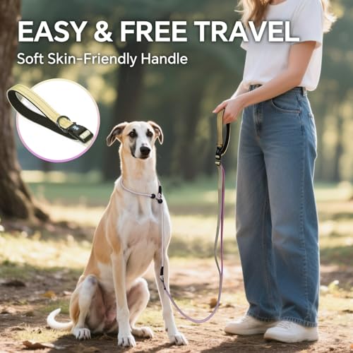 QQPETS Adjustable Slip Lead Dog Leash, Hands Free Waist Leash for Dog Walking, Reflective Training Lead with 360° Swivel Anti-Tangle, 4-7 ft Length for All Breeds - color: Yellow-purple Gradient