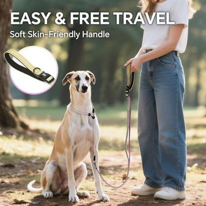 QQPETS Adjustable Slip Lead Dog Leash, Hands Free Waist Leash for Dog Walking, Reflective Training Lead with 360° Swivel Anti-Tangle, 4-7 ft Length for All Breeds - color: Yellow-purple Gradient