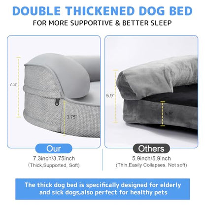 iweepet Cooling Orthopedic Dog Beds for Large & Extra Large Dogs,Summer Dog Sofa Bed with Supportive 28D Egg-Crate Foam, Removable Washable Cover, Waterproof Lining, 44’’,Grey - size: XL:44.0"Lx32.6"Wx7.6"H