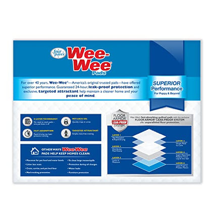 Four Paws Wee-Wee Superior Performance Unscented Puppy Pee Pads for Dogs & Puppies, Quilted Leak-Proof Dog Housebreaking Potty Training Floor Protection, Pet Supplies, 22" x 23", 200 Count - size: 200 Count