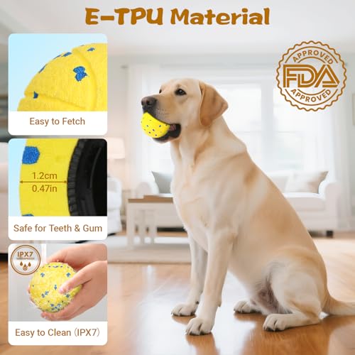 Dog Ball Interactive Dog Toy with Remote Control,Automatic Moving,Bouncing and Rotating 3 Modes,E-TPU Material Aggressive Chewers,IPX7 Waterproof,Rolling Ball for Large Medium Dogs - color: Yellow
