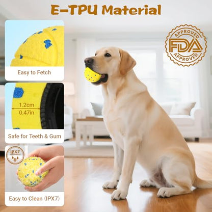 Dog Ball Interactive Dog Toy with Remote Control,Automatic Moving,Bouncing and Rotating 3 Modes,E-TPU Material Aggressive Chewers,IPX7 Waterproof,Rolling Ball for Large Medium Dogs - color: Yellow