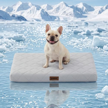 ZOMISIA Orthopedic Cooling Dog Bed Medium Size Dog, Q-Max>0.5 Cooling Mat with Removable Washable Cover, Breathable Egg Crate Foam Summer Pad for for Furry Pets Outdoor, 29x18 Inch, Grey - size: 29x18"(Medium)