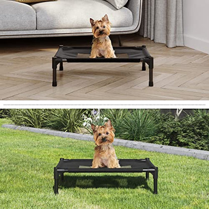 Elevated Dog Bed - 24.5x18.5-Inch Portable Pet Bed with Non-Slip Feet - Indoor/Outdoor Dog Cot or Puppy Bed for Pets up to 25lbs by PETMAKER (Black) - size: Small