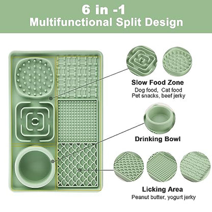 Lick Mat for Dogs, Slow Feeder Licking Mat with Suction Cups for Food and Water, Silicone Feeding Mat Perfect for Anxiety Relief Suitable for Butter Food Yogurt Peanut (Green)
