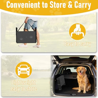 Dog Steps for Car, 5 Steps Foldable Dog Stairs for Large Dogs with Upgraded Non-Slip Surface, Pet Ramp Alternative, Heavy-Duty Plastic Pet Stairs for Vehicles, SUV, Truck, Lightweight & Portable