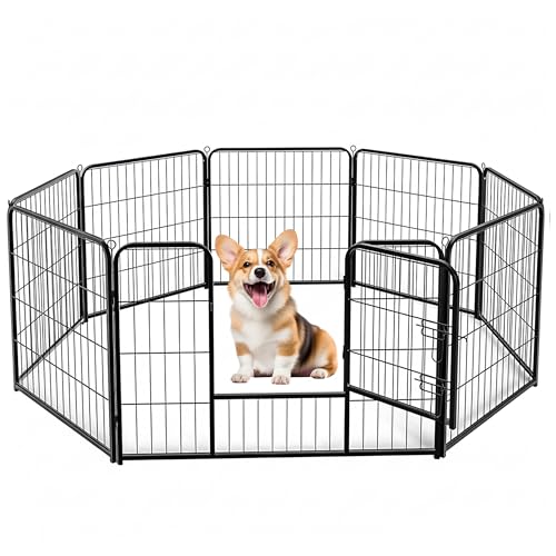 Simple Deluxe Dog Playpen Outdoor Indoor, 32 Inch 8 Panels Dog Fence for Small/Medium Dogs Puppy, Perfect Dog Pen for Camping, Yard, RV, Garden Fence, Black - size: 32 Inch 8 Panels