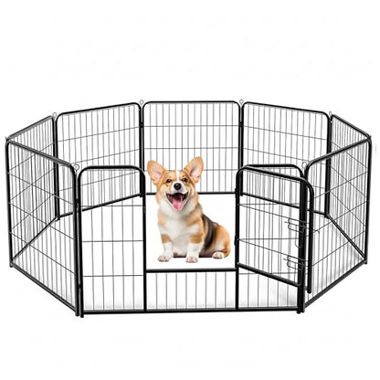 Simple Deluxe Dog Playpen Outdoor Indoor, 32 Inch 8 Panels Dog Fence for Small/Medium Dogs Puppy, Perfect Dog Pen for Camping, Yard, RV, Garden Fence, Black - size: 32 Inch 8 Panels