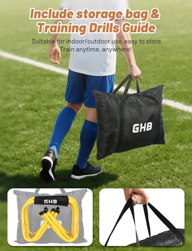 GHB Agility Hurdles Adjustable 8.3"&12.6" Speed Training Equipment Set | Foldable, Sturdy, Drill Guide &Carry Bag Included, For Amateur & Athletes, Soccer & Basketball - color: Yellow 5 Pack